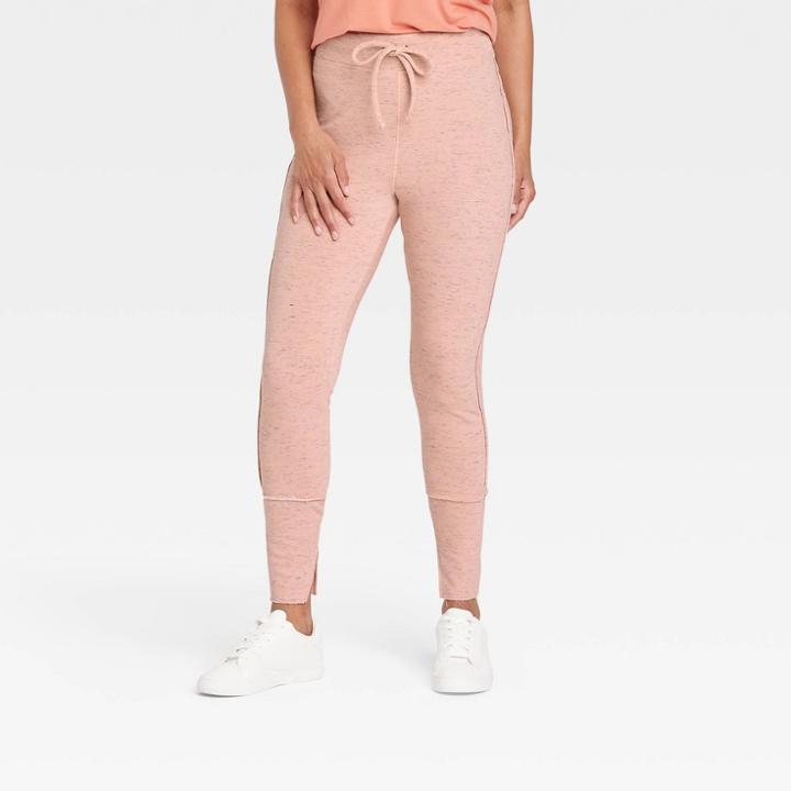Women's High Waisted Drawstring Lounge Leggings - A New Day Pink