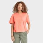 Women's Short Sleeve Boxy T-shirt - Universal Thread Coral