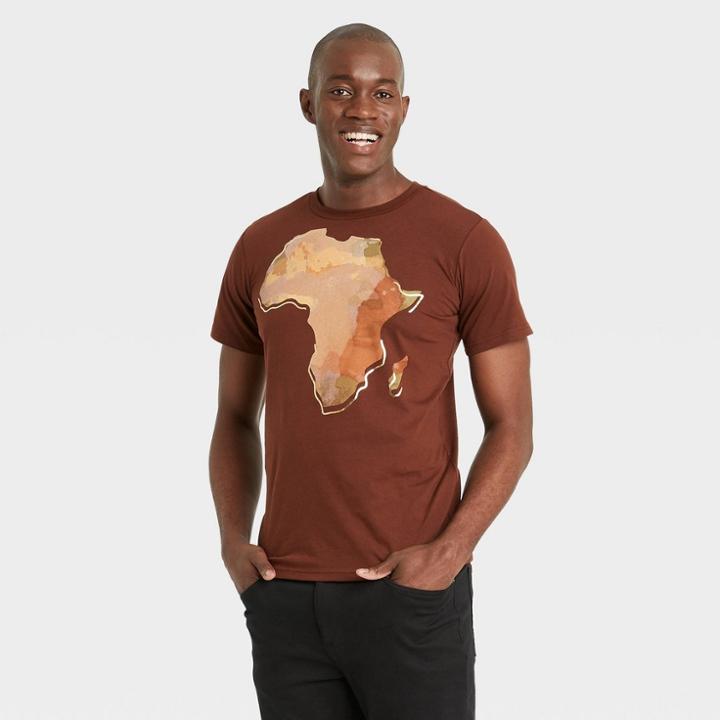 Ev Black History Month Black History Month Men's Africa Short Sleeve Graphic T-shirt - Brown