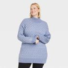 Women's Plus Size Mock Turtleneck Sweater - Knox Rose Blue