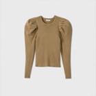 Women's Crewneck Volume Sleeve Pullover Sweater - Prologue Brown