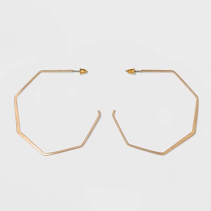 Open Flattened Bottom Hexagon Hoop Earrings - Universal Thread Gold, Women's,