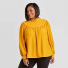 Women's Plus Size Long Sleeve Blouse - A New Day Yellow
