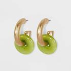 Green Jade Semi-precious Disc Hoop Earrings - Universal Thread Green