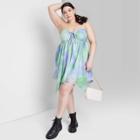 Women's Plus Size Sleeveless Babydoll Dress - Wild Fable Blue Tie-dye