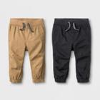 Baby Boys' Twill Joggers Set - Cat & Jack Tan/gray 0-3m, Boy's, Gray/tan