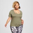 Plus Size Women's Plus Strappy V-neck T-shirt - Joylab Lichen Green