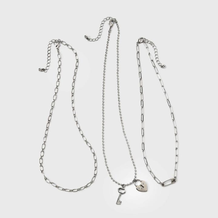 Girls' 3pk Lock And Key Necklace Set - Art Class