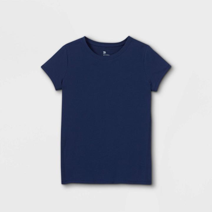 Girls' Short Sleeve T-shirt - All In Motion Dark Blue