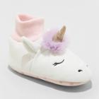 Toddler Unicorn Knit Cuff Bootie Slippers - Cat & Jack White