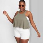 Women's Plus Size Thermal Swing Tank Top - Wild Fable Green