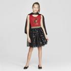 Girls' Harry Potter Bolt Flip Sequin Tank Dress - Burgundy/black