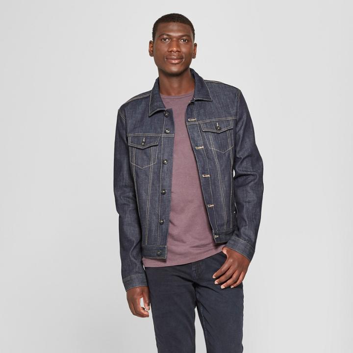 Men's Selvedge Denim Jacket - Goodfellow & Co Dark Rinse