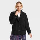 Women's French Terry Shawl Collar Jacket - Knox Rose Black