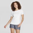 Women's Short Sleeve Crewneck Sweater - A New Day Fresh White