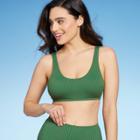 Women's Ribbed Textured Scoop Bikini Top - Kona Sol Emerald Green