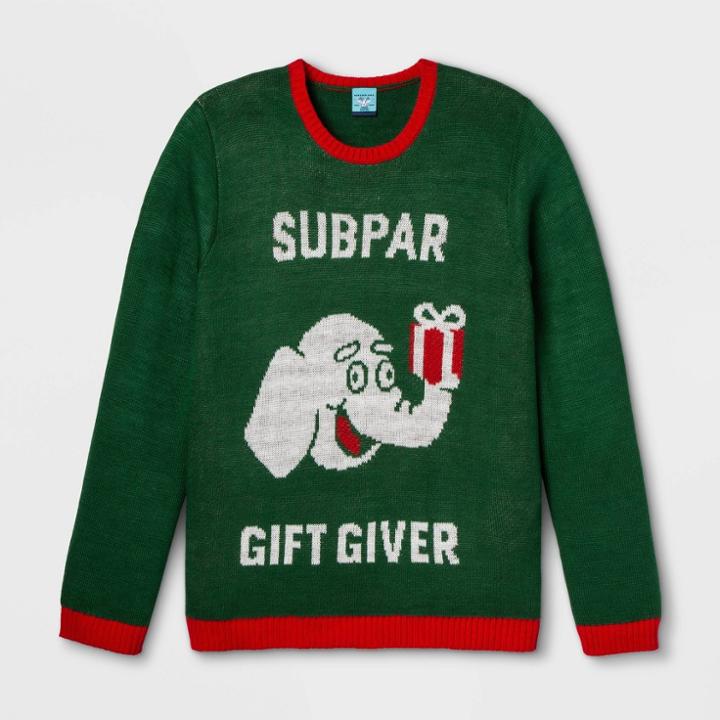 Creative Apparel Concepts Gender Inclusive Sub Par Gift Giver Plus Size Sweater - Green 1x, Adult Unisex,