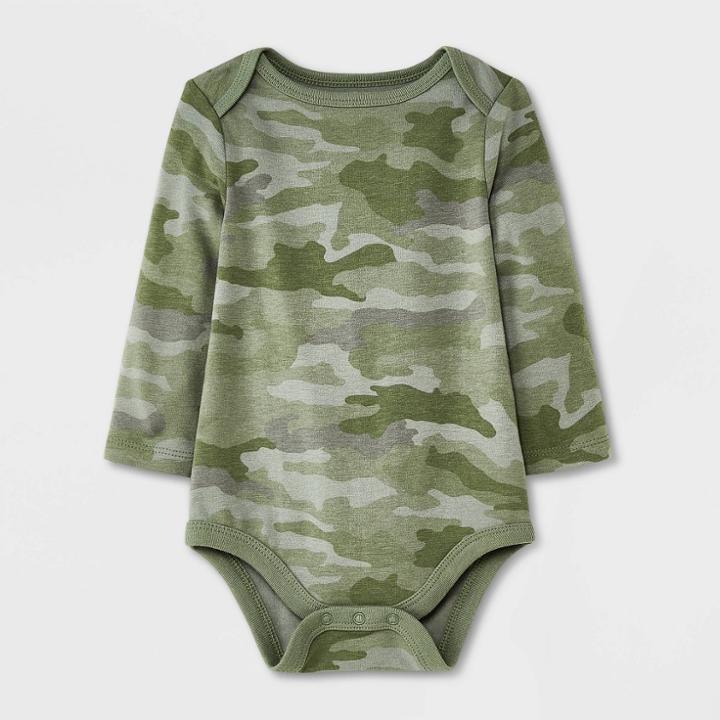 Baby Boys' Camo Long Sleeve Bodysuit - Cat & Jack Green Newborn