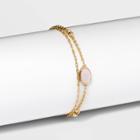 Double Layered And Rose Quartz Charm Slider Chain Bracelet - A New Day Pink