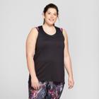 Women's Plus-size Mesh Block Long Tank Top - C9 Champion Black