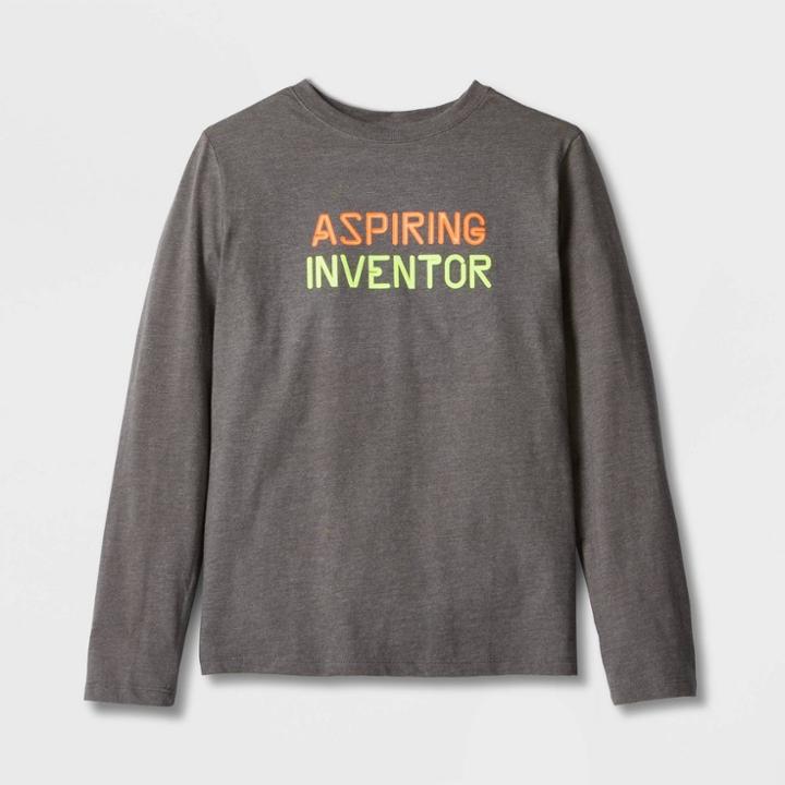 Boys' 'aspiring Inventor' Long Sleeve Graphic T-shirt - Cat & Jack Gray