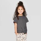 Toddler Girls' Short Sleeve Front Twist T-shirt - Art Class Black