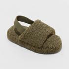 Toddler Avi Single Strap Faux Shearling Slippers - Cat & Jack Olive Green