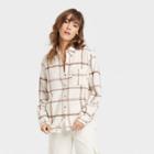 Women's Relaxed Fit Long Sleeve Flannel Button-down Shirt - Universal Thread Cream Plaid Xs, Ivory Plaid