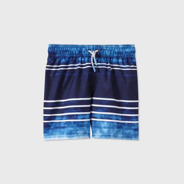 Toddler Boys' Tie-dye Striped Swim Trunks - Cat & Jack Navy