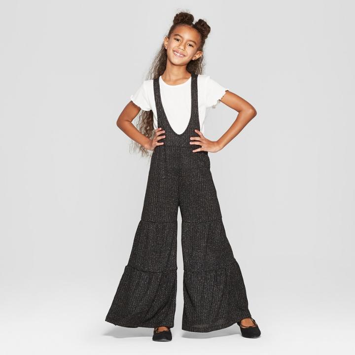 Girls' Jumpsuit With Lurex - Art Class Black M, Black