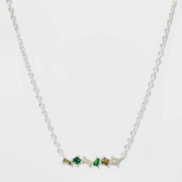 Sterling Plated Multi Green Necklace - A New Day Green, Women's