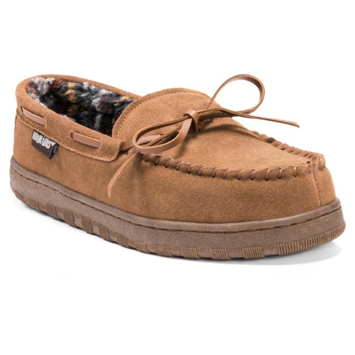 Men's Muk Luks Berber Suede Moccasin Slippers - Tan