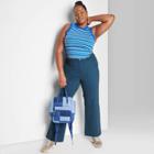 Women's Plus Size Low-rise Flare Chino Pants - Wild Fable Dark Blue