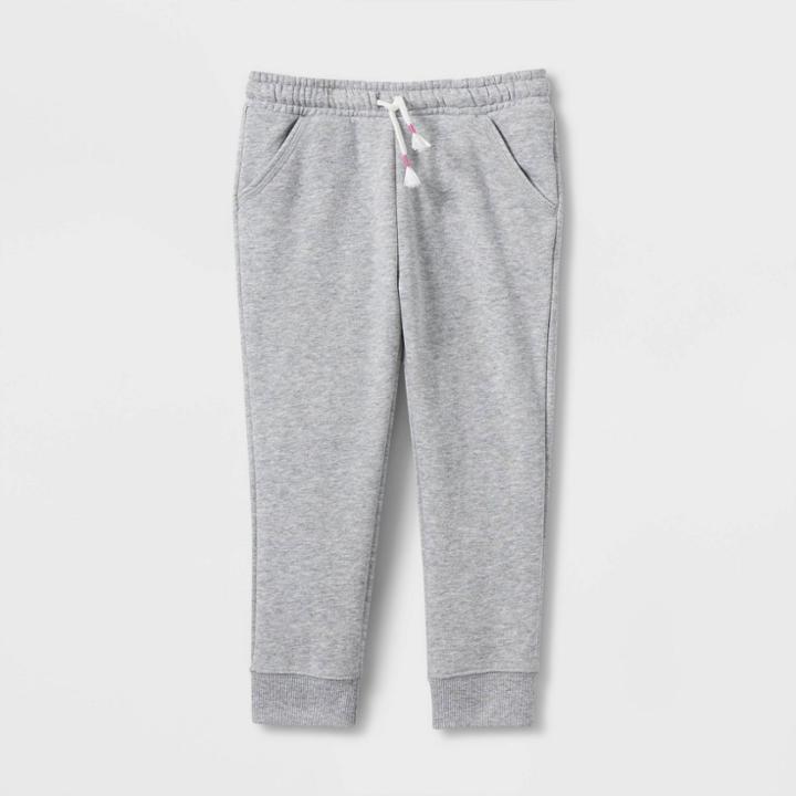 Toddler Girls' Solid Fleece Jogger Pants - Cat & Jack Gray