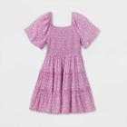 Girls' Flutter Sleeve Dress - Art Class Purple Floral