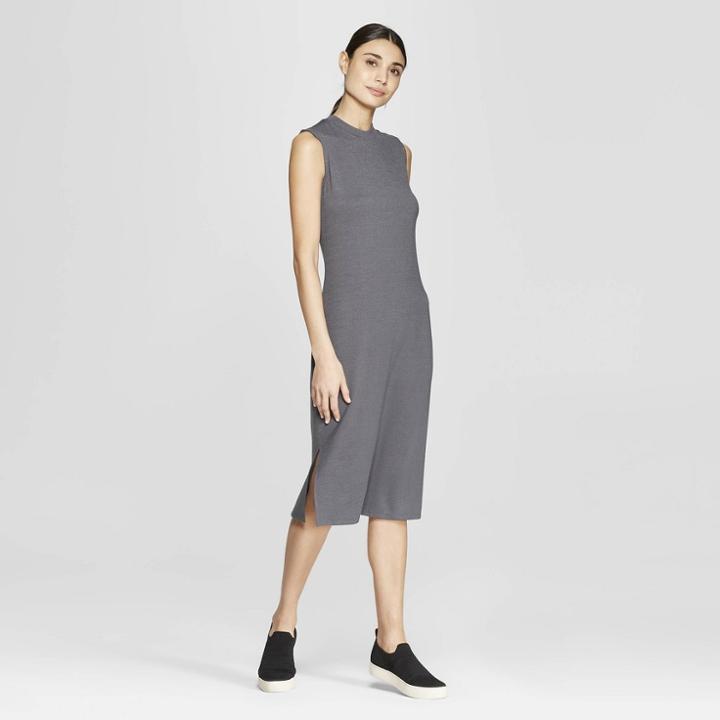 Women's Sleeveless Crew Neck Midi Bodycon Dress - Prologue Gray