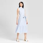Women's Striped Sleeveless Belted Mock Neck Midi Dress - Who What Wear Blue Xl, Blue