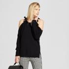 Women's Long Sleeve Tie Shoulder Sweater - Who What Wear Black