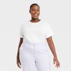 Women's Plus Size Short Sleeve Cuff T-shirt - A New Day White
