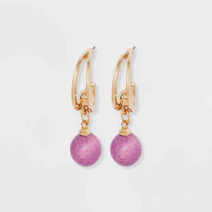 Wood Ball Hoop Earrings - A New Day Pink