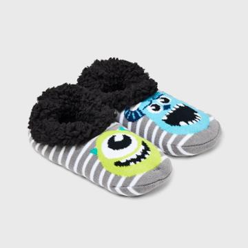 Women's Monsters, Inc. Mismatched Mike & Sully Pull-on Slipper Socks With Grippers - Gray/green/blue