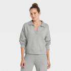 Women's Collared Split Neck Pullover Sweater - A New Day Gray