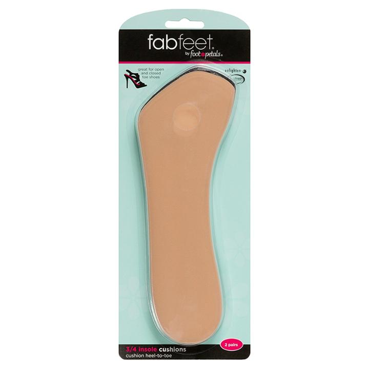 Women's Fab Feet By Foot Petals 3/4 Insoles Shoe Cushion Multipack In Black & Khaki - 2 Pairs, Size: Small, Black Beige