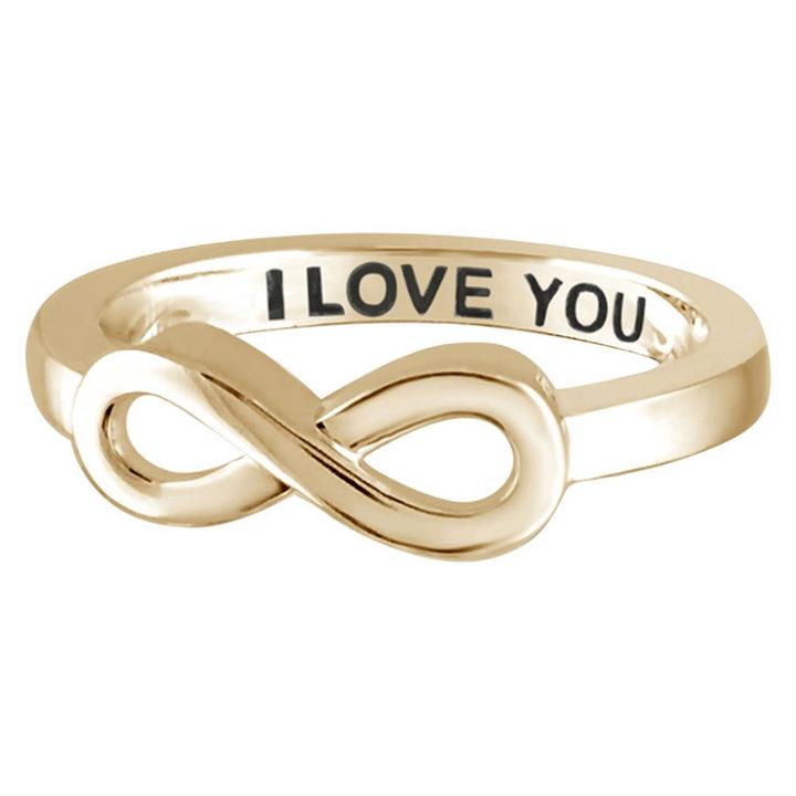 Target Women's Sterling Silver Elegantly Engraved Infinity Ring With I Love You - Yellow
