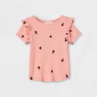 Toddler Girls' Apple Ribbed Short Sleeve Top - Cat & Jack Rose