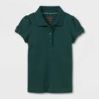 Toddler Girls' Short Sleeve Interlock Uniform Polo Shirt - Cat & Jack Dark Green