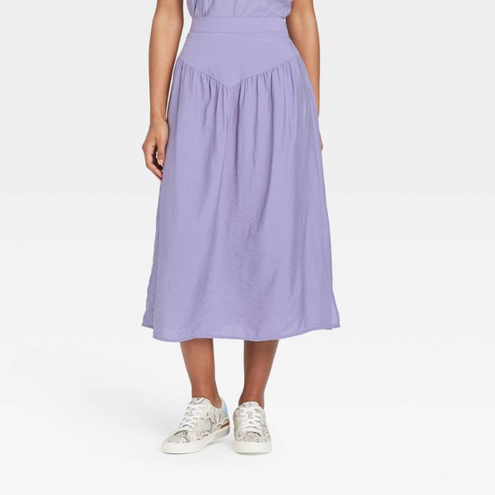 Women's Yoke-front Midi Skirt - A New Day Purple
