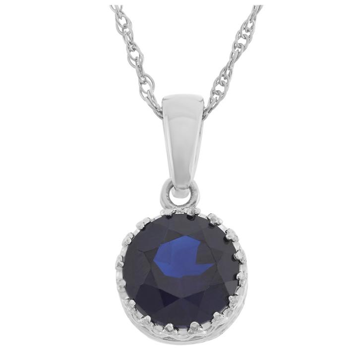 2 Tcw Tiara Sapphire Crown Pendant In Sterling