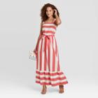 Women's Striped Sleeveless Hem Dress - A New Day Red/white L, Women's,