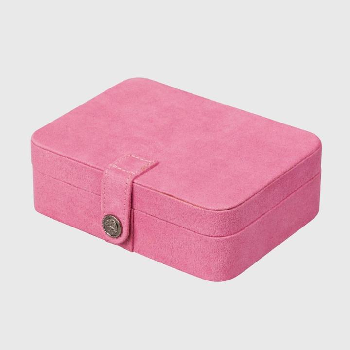Mele & Co. Giana Women's Plush Fabric Jewelry Box With Lift Out Tray-pink